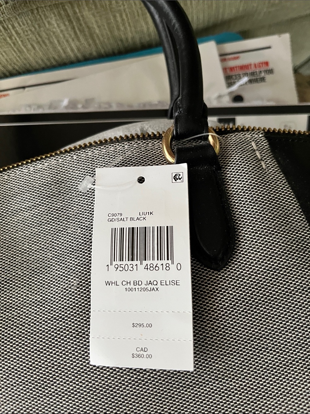 Coach Two-Tone Canvas & Leather Satchel in Black and Beige - Picture 16 of 16